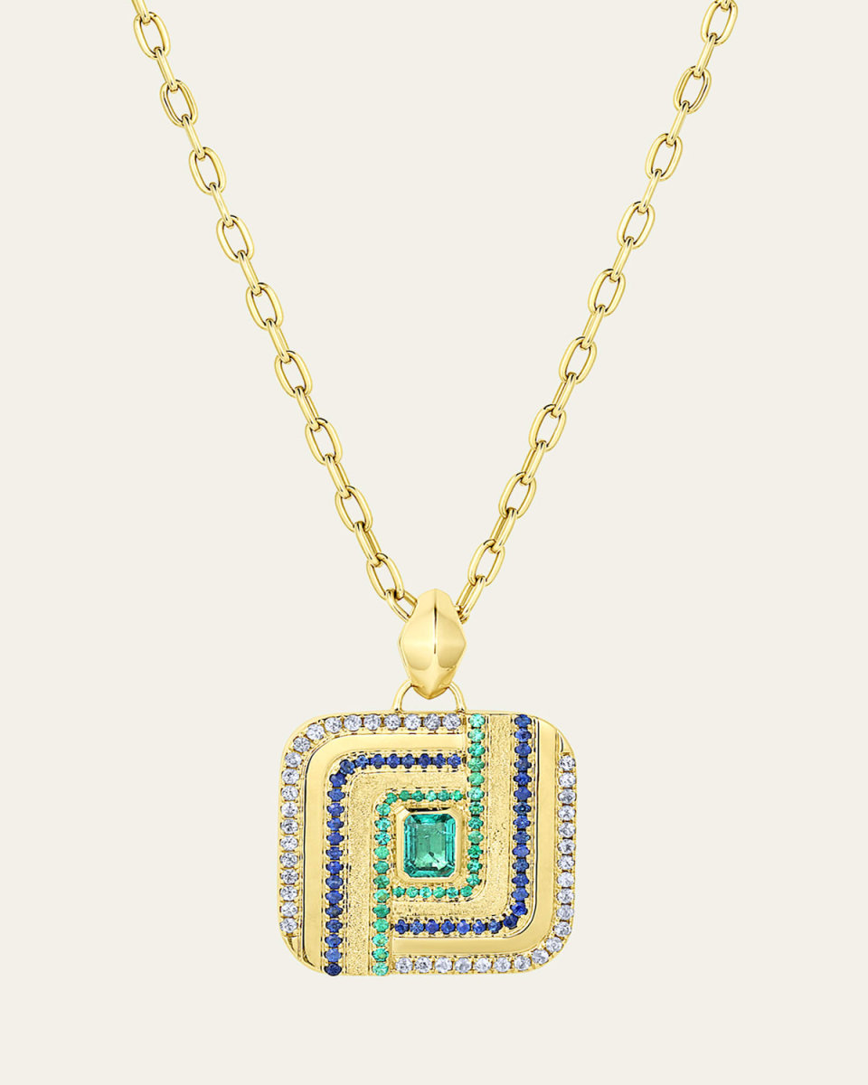 Color Wave Path Pendant 18K Gold Necklace